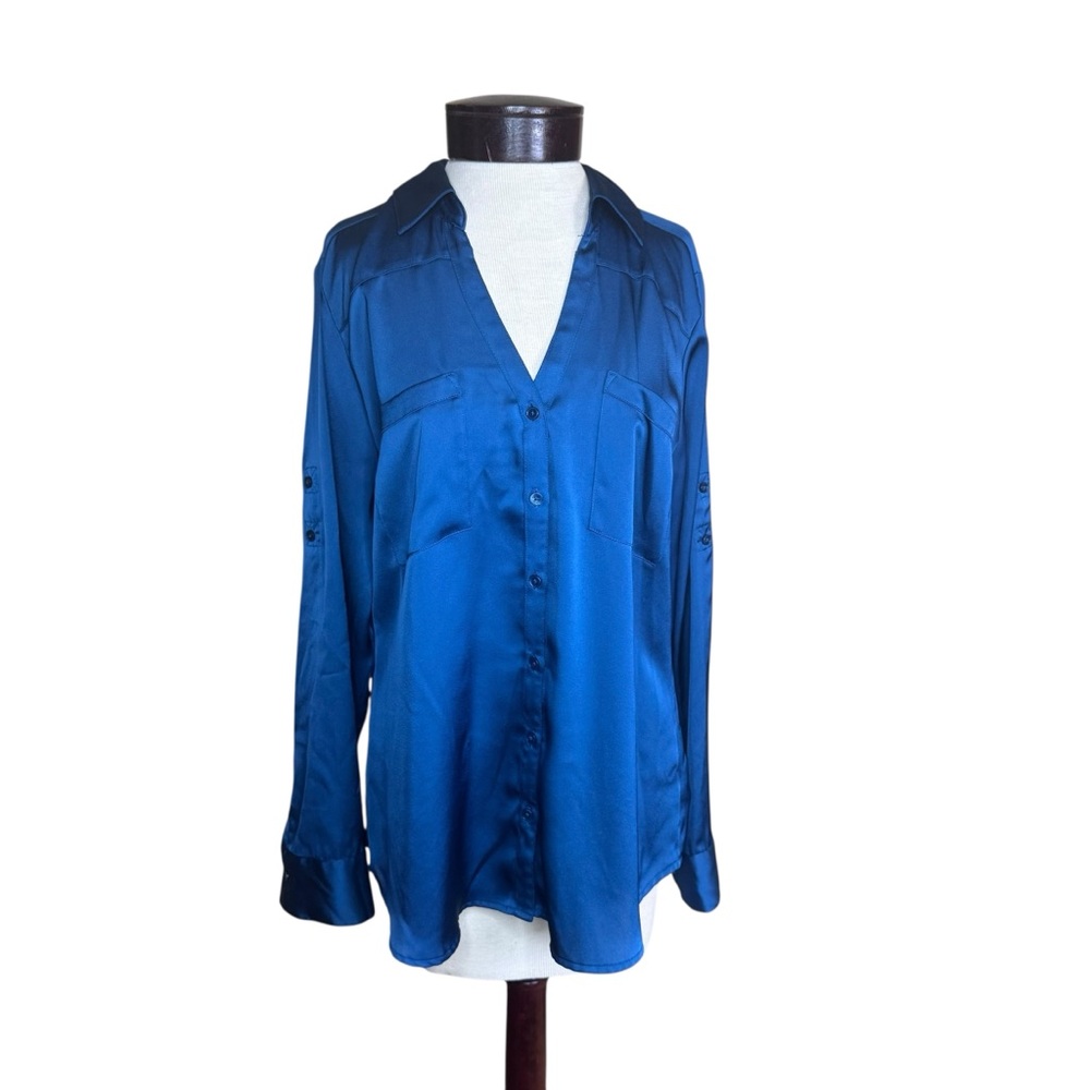 Express Deep Blue Button Down Shirt - image 11